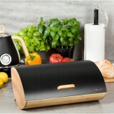 Cutie paine, din bambus cu capac otel, negru, Kassel