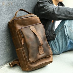 Rucsac laptop 16&#039; din piele naturala, Nomad Gear XL, capacitate mare, coffee