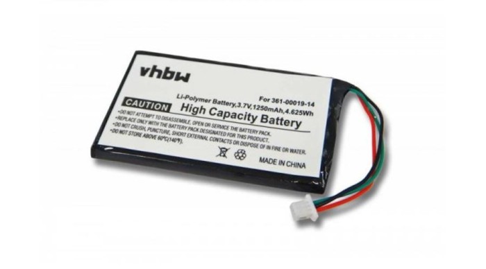 &Icirc;nlocuire baterie GPS VHBW pentru Garmin 361-00019-14 - 1250mAh, 3.7V