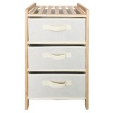 Etajera Lemn MDF 3 Sertare Textile Bej 32x26x60cm