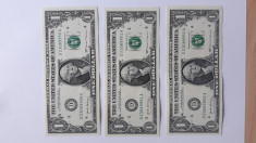 Set 3 bancnote de 1$,serii onsecutive foto