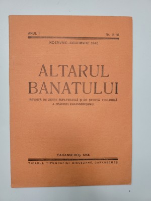 Altarul Banatului 11-12, Nov-Dec 1945, Editura Episcopiei Caransebes, Caras foto