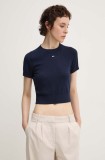 Tommy Jeans pulover femei, culoarea albastru marin, light, cu turtleneck, DW0DW18530