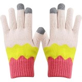 Manusi de Dama, Model Ondulat, Functie Touchscreen (ecran tactil), Material Acril Tricotat, Manseta Elastica, Interior Catifelat, Marime Universala, G