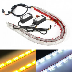 Set 2 buc banda leduri flexibila, DRL cu semnalizare secventiala, 10 LED, 31cm foto