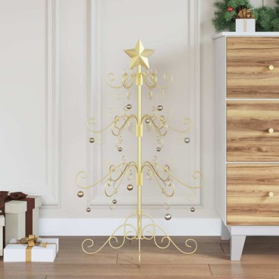 vidaXL Pom de Crăciun din metal Auriu 90 cm Oțel vopsit &amp;icirc;n pulbere 42019182 foto