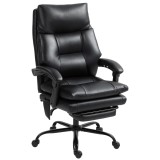 HOMCOM Scaun birou ergonomic fotoliu de birou din PU suport lombar gonflabil spătar &icirc;nclinabil &icirc;nălțime reglabilă negru | Aosom Romania
