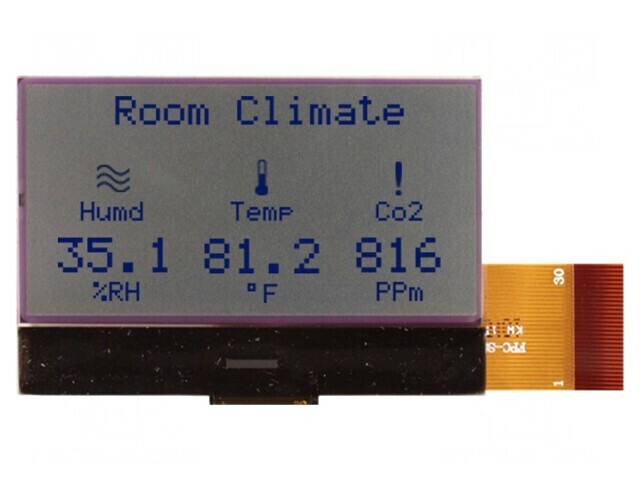 Display LCD Grafic 128x64 COG STN Pozitiv Gri 55,5x38x2,1mm