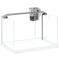 PawHut Acvariu pentru Pești Roșii din Sticlă cu Lumini LED cu Filtru și Pompă de Apă, 38x26x27 cm, Alb | Aosom Romania
