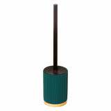 Perie pentru toaleta cu suport Colors, 5five, &Oslash; 8.8 x 40 cm, polirasina/bambus, turcoaz