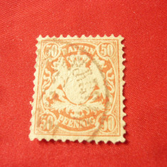 Timbru Bavaria Bayern 1876 50 pf rosu stampilat