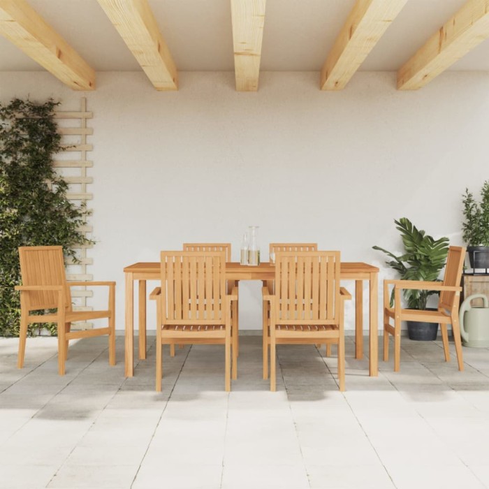 Set mobilier de grădină, 7 piese, lemn masiv de tec