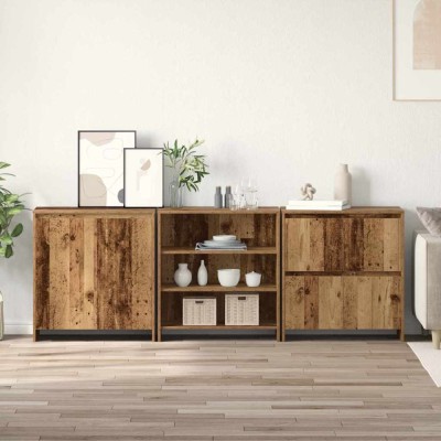 Bufeturi cu raft Altele 3 pcs Lemn vechi 70 x 41 x 75 cm Lemn compozit foto