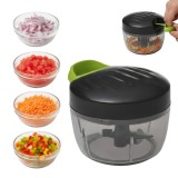 Tocator manual multifunctional Koken 500 ml, 3 lame ascutite din inox, mecanic cu sfoara, perfect pentru legume/fructe/sosuri, curatare usoara, plasti