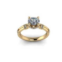 Inel de dama din aur galben 14K, piatra zirconiu - 55