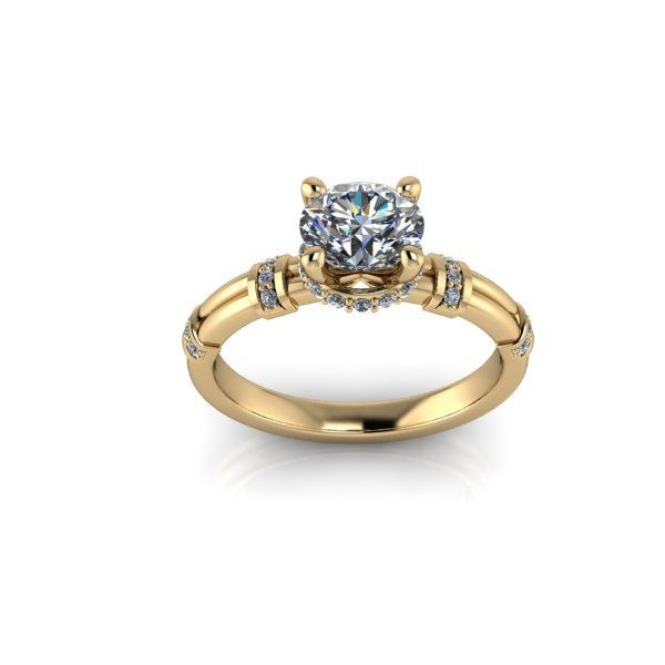 Inel de dama din aur galben 14K, piatra zirconiu - 56