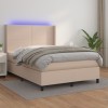 VidaXL Pat box spring cu saltea, cappuccino, 140x190cm piele ecologică 3139264