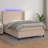 VidaXL Pat box spring cu saltea, cappuccino, 140x190cm piele ecologică 3139264