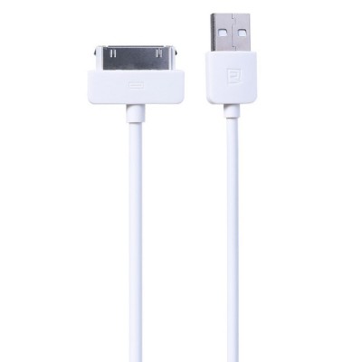 Cablu Date/ Incarcare compatibil iPhone 30 pini la USB, compatibil Ipad 2/3/4/s, Detech, 1m, alb foto