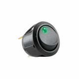 Comutator basculant ON-OFF cu retinere 1 contact 12V cu LED verde incastrare 20 mm, Somogyi Elektronic