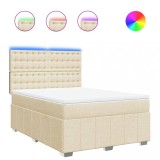 Cumpara ieftin Pat continental cu saltea, crem, 140x200 cm, material textil