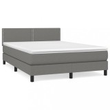 Cumpara ieftin Pat box spring cu saltea, gri inchis, 140x200 cm, textil