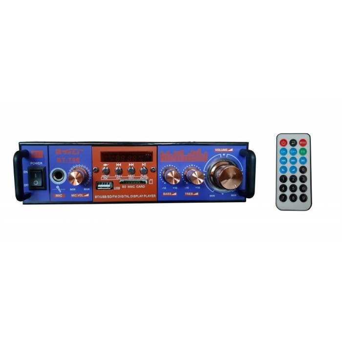 Amplificator Tip Statie 2 x 25 W / 4-16 Ohm / USB / SD Card / 1 Intrare Microfon / Telecomanda / Bluetooth