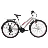 Bicicleta MTB dame Vision Elegance, culoare alb/roz, roata 26", cadru din otel Cod:252608000108