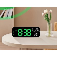 Ceas cu alarma digital de birou cu afisaj LED, afisaj pentru data si foto
