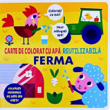 Carte de colorat cu apa reutilizabila - Ferma, flamingo