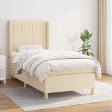 Cumpara ieftin Pat box spring cu saltea, crem, 90x190 cm, textil