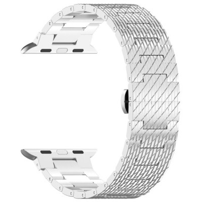 Curea pentru Apple Watch 1/2/3/4/5/6/7/8/9/SE/SE 2/Ultra/Ultra 2 (42/44/45/49mm) - Techsuit Watchband (W052) - Silver foto