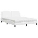 Cumpara ieftin Pat cu saltea, Zadar, alb, 160x200 cm, piele ecologica
