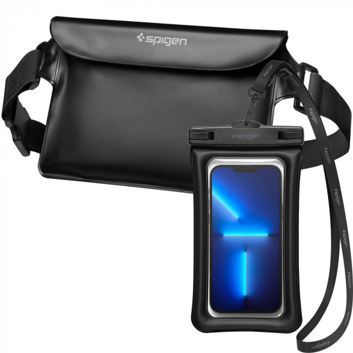 Husa + geanta subacvatica - Spigen Waist Bag &amp; Waterproof Case A621 - Black