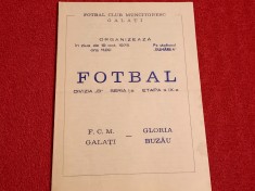 Program meci fotbal FCM GALATI - GLORIA BUZAU (19.10.1975)