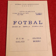 Program meci fotbal FCM GALATI - GLORIA BUZAU (19.10.1975)