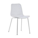 Scaun bucatarie / living fix XRB-1018, metal + polipropilena, alb