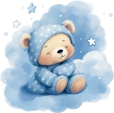 Sticker decorativ, Ursulet, Albastru, 60 cm, 8380ST foto
