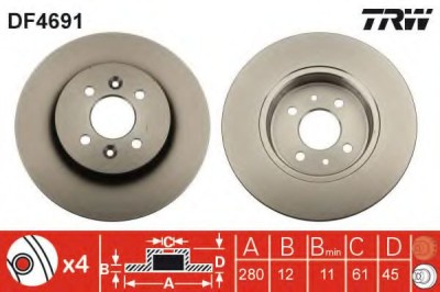 Disc frana RENAULT KANGOO Express (FC0/1) (1997 - 2007) TRW DF4691 foto