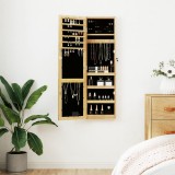 vidaXL Dulap Bijuterii cu Oglindă LED, Montaj pe Perete, Maro, 31.5x9x106 cm