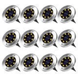 Set 12x Lampa Cu Incarcare Solara Rapida SI Timp Mare De Utilizare, alb cald, Tip Spot Cu 8 Leduri, Pentru Gradina, WaterProof, IP65, Carcasa Din Meta
