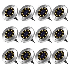 Set 12x Lampa Cu Incarcare Solara Rapida SI Timp Mare De Utilizare, alb cald, Tip Spot Cu 8 Leduri, Pentru Gradina, WaterProof, IP65, Carcasa Din Meta