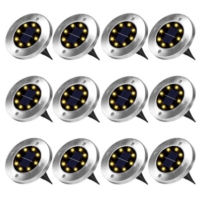 Set 12x Lampa Cu Incarcare Solara Rapida SI Timp Mare De Utilizare, alb cald, Tip Spot Cu 8 Leduri, Pentru Gradina, WaterProof, IP65, Carcasa Din Meta foto