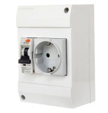 Priza aplicata schuko cu protectie copii si siguranta diferentiala P+N curba B 16A 30mA 130x87mm IP20