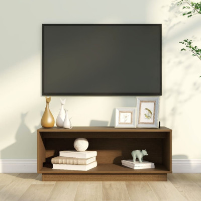 Comodă TV, maro miere, 90x35x35 cm, lemn masiv de pin foto