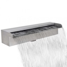 Fantana de piscina dreptunghiulara cu cascada 45 cm otel inoxidabil