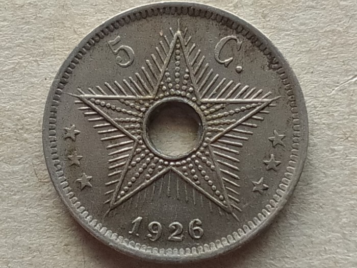 CONGO BELGIAN-5 CENTIMES 1926