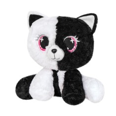 Pisica de plus alb-negru 25 cm, jucarie moale pentru copii