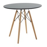 Cumpara ieftin Masa Julita MDF cu blat negru si picioare naturale 80x80x73 cm