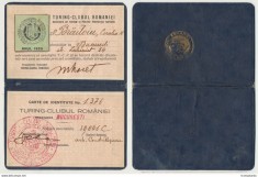 TCR Turing Clubul Romaniei legitimatie semnata Mihai Haret cu timbru din 1929